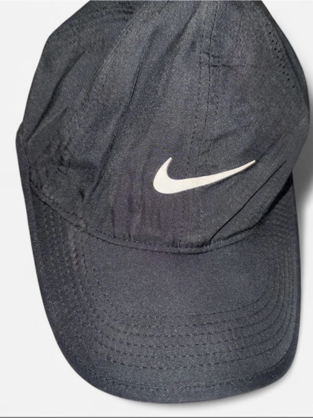 Nike Black Featherlight Dri-FIT Cap with White Swoosh Tag